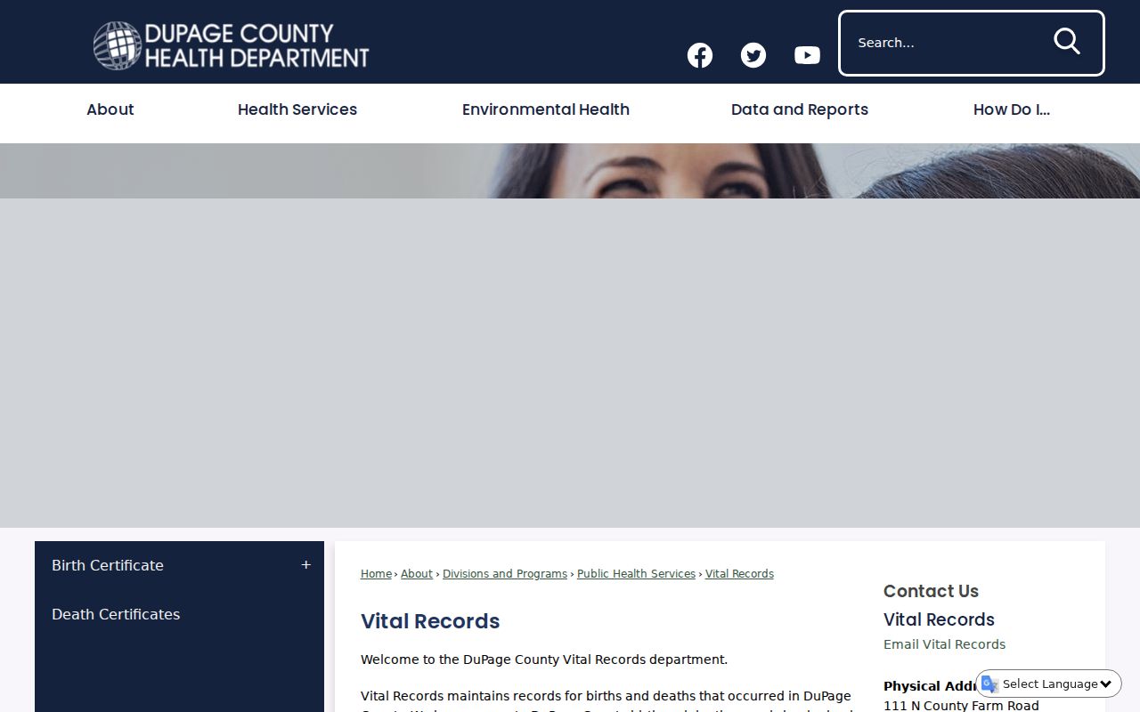 DuPage Health Department vital records guidance for Glen Ellyn research