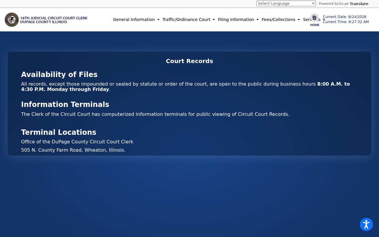 DuPage Circuit Clerk court records page for Glen Ellyn cases