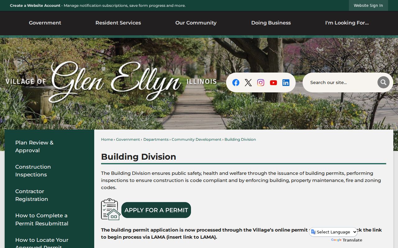 Glen Ellyn Building Division permit and inspection information