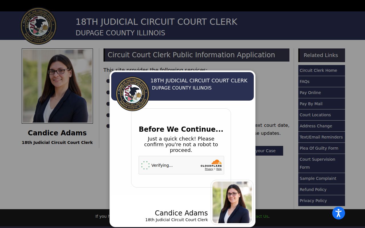 DuPage Circuit Clerk case name search for a Glen Ellyn resident lookup