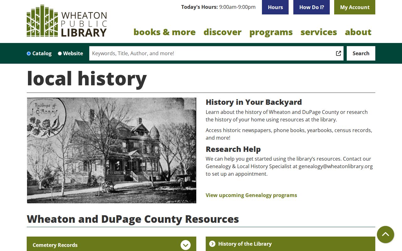 Wheaton Library local history page for Glen Ellyn reverse directories