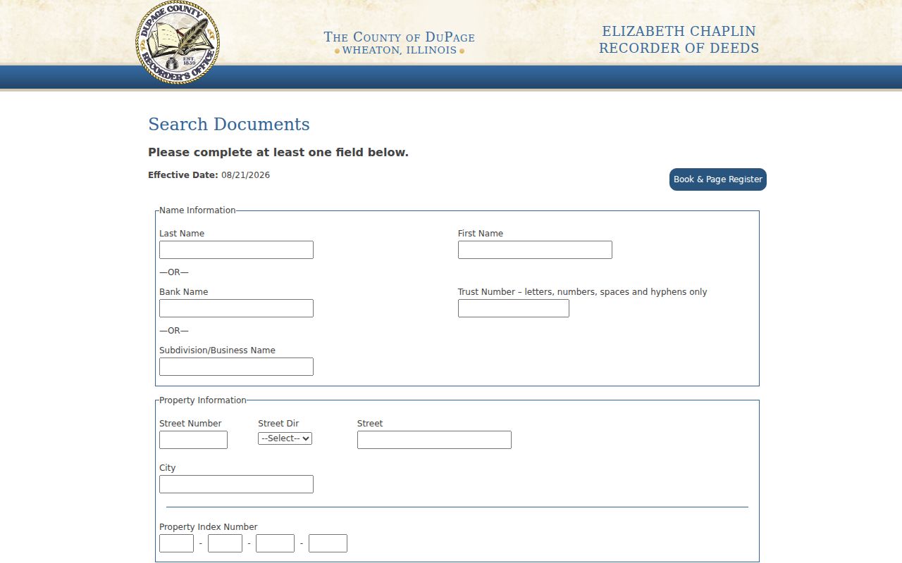 DuPage Recorder search for Glen Ellyn street records